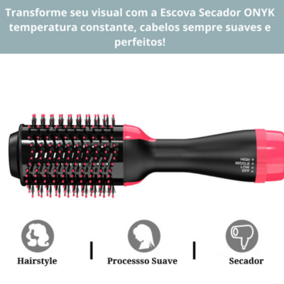 Escova Profissional 3 Em 1 - Seca, Alisa e Modela Cabelos